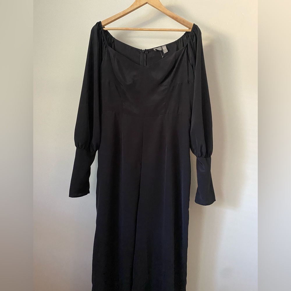 ASOS Design Square neck puff sleeve Jumpsuit in black